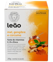 CHÁ LEÃO VITAMÍNICO MEL, GENGIBRE E CÚRCUMA 20g