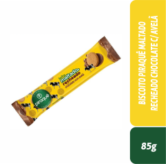 BISCOITO PIRAQUÊ MALTADO RECHEADO CHOCOLATE C/ AVELÃ 85g