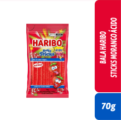 BALA HARIBO STICKS MORANGO ÁCIDO 70g