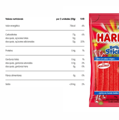 BALA HARIBO STICKS MORANGO ÁCIDO 70g