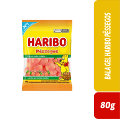 BALA GEL HARIBO PÊSSEGOS 80g