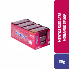 MENTOS KISS LATA MORANGO SF 50P - 35G