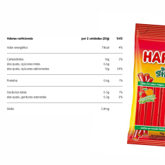 BALA HARIBO STICKS PÊSSEGO E MORANGO 70g