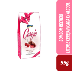 BOMBOM RECHEIO LICOR E CEREJA PICADA C/ ALCOOL 55G